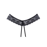 Adore Foreplay Lace and Mesh Open Panty Black