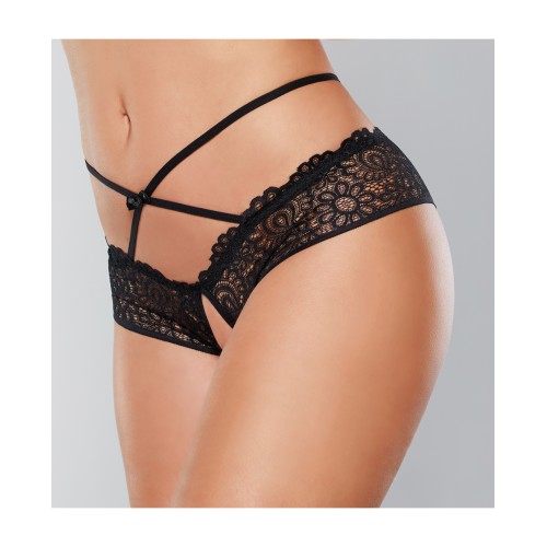 Adore Crayzee Open Panty with Criss Cross Straps - Black