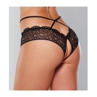 Adore Crayzee Open Panty with Criss Cross Straps - Black