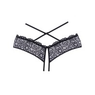 Panty Abierto Adore Crayzee con Tiras Cruzadas - Negro