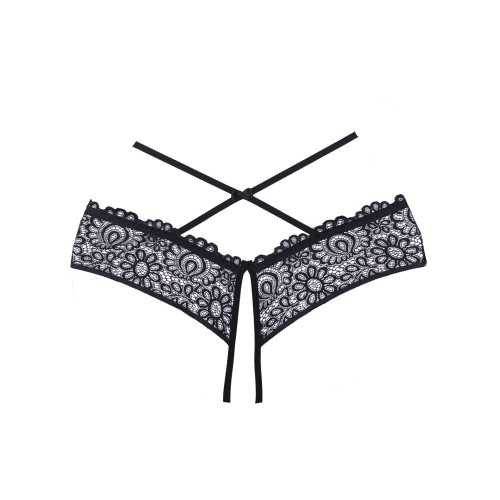 Adore Crayzee Open Panty with Criss Cross Straps - Black