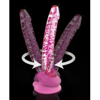 Icicles No. 86 Hand Blown Glass Massager w/Suction Cup - Pink