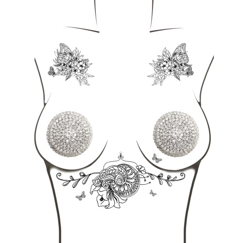 Neva Nude Crystal Jewel Pasties - Silver O/S