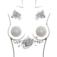 Neva Nude Crystal Jewel Pasties - Silver O/S