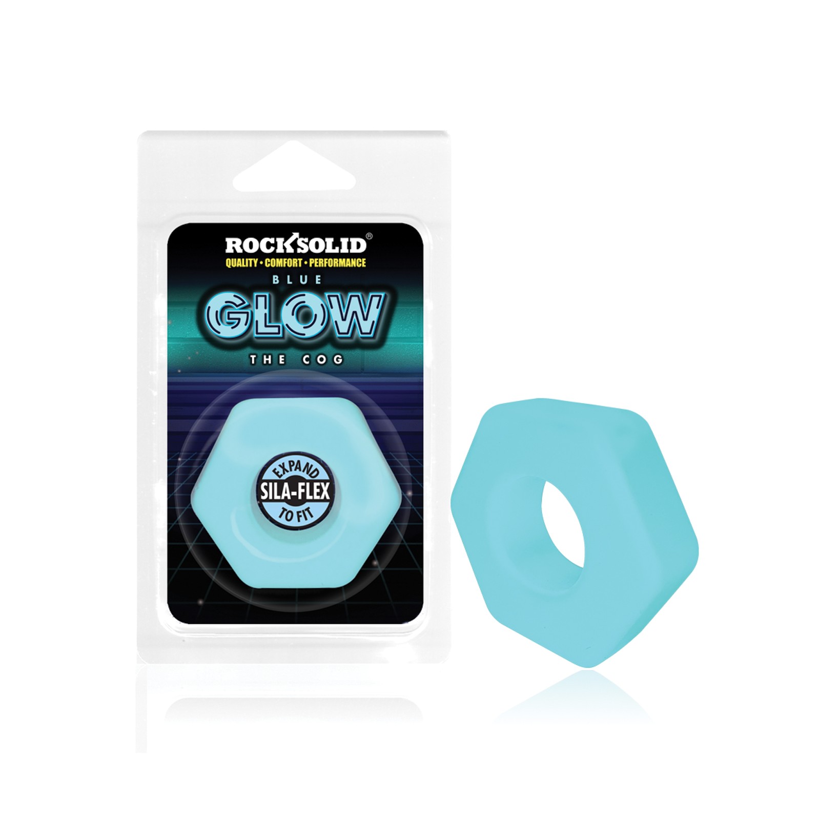 Rock Solid Glow in the Dark Cog Ring Blue