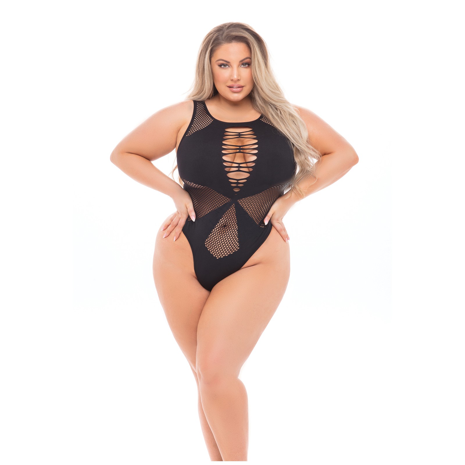 Bodysuit de Cuello Alto Pink Lipstick - Negro