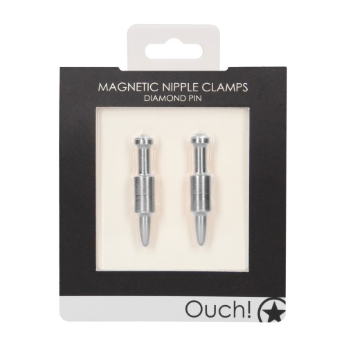 Shots Ouch Pin Magnetic Nipple Clamps Silver