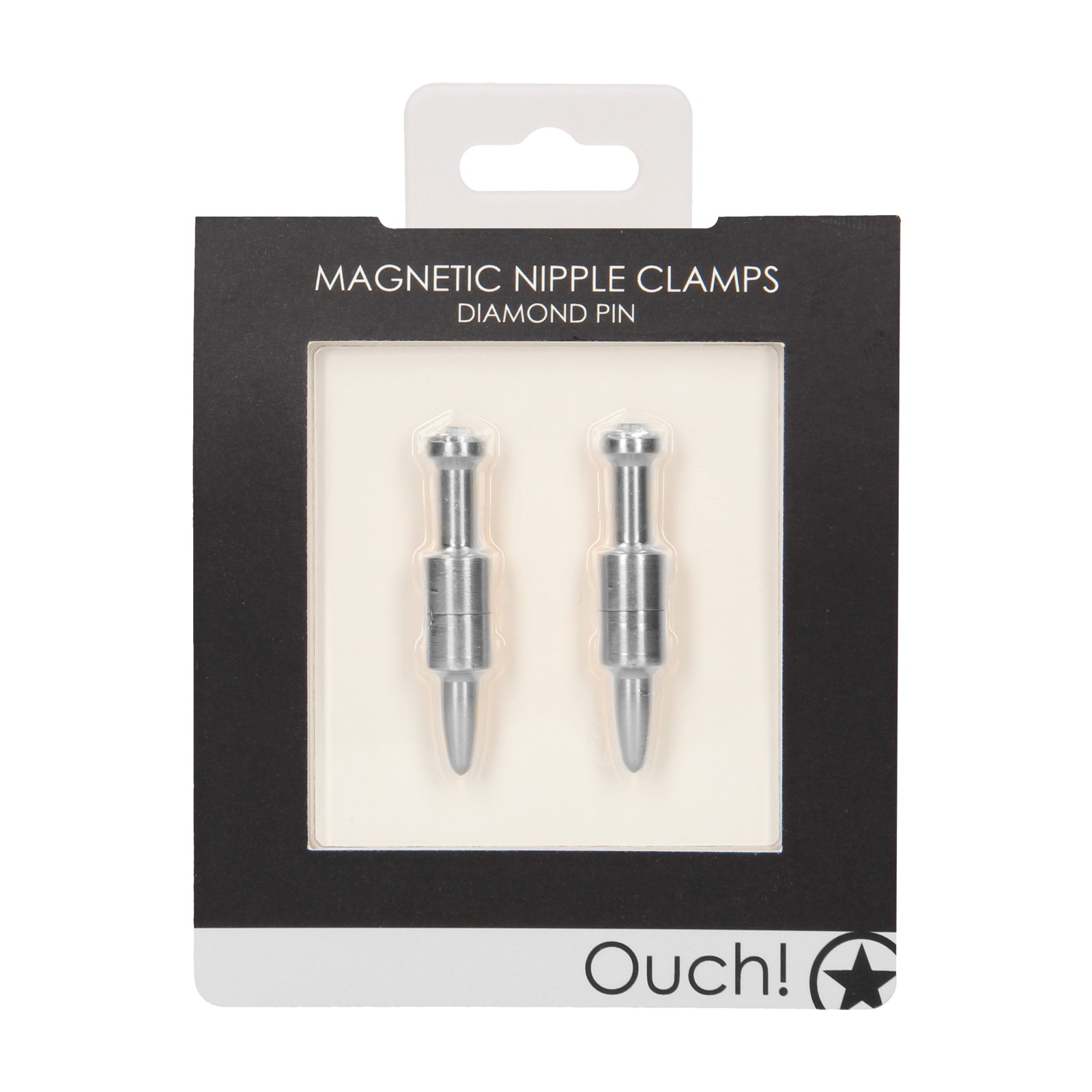 Shots Ouch Pin Magnetic Nipple Clamps Silver