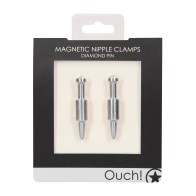 Shots Ouch Pin Magnetic Nipple Clamps Silver