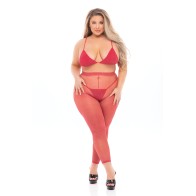 Pink Lipstick Tall Order Bra Top and Leggings Red QN