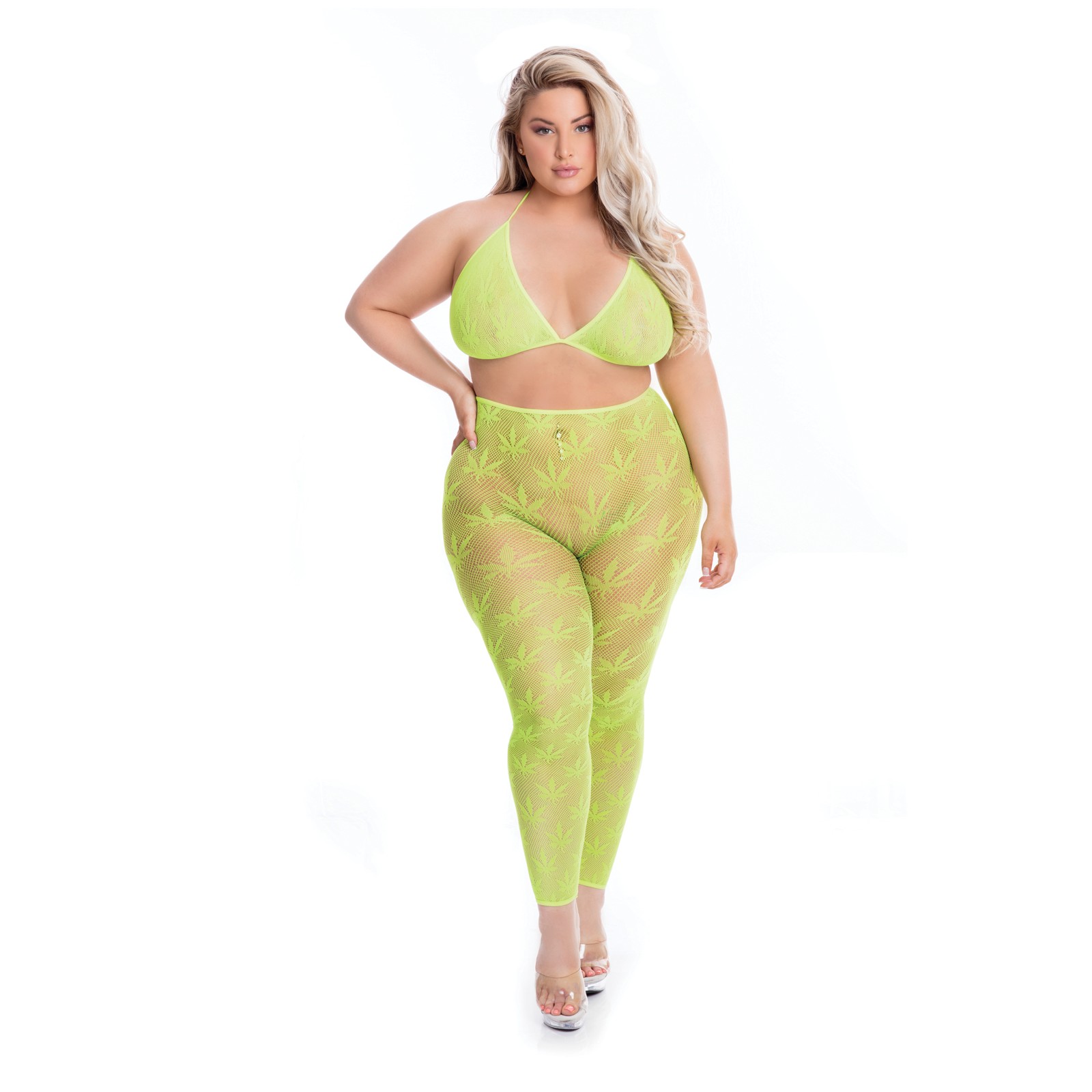 Pink Lipstick All About Leaf Bra & Leggings Set