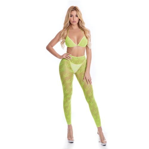 Conjunto de Sujetador y Leggings All About Leaf Verde Talla Única