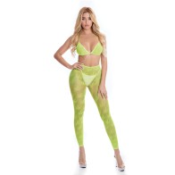 Pink Lipstick All About Leaf Bra & Leggings Green O/S