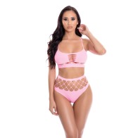 Pink Lipstick Neon Dreams Bra & Thong Set