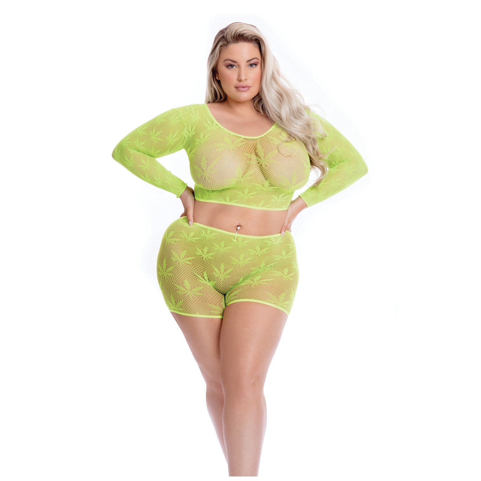 Pink Lipstick Leaf it to Me Top Short Set Green QN