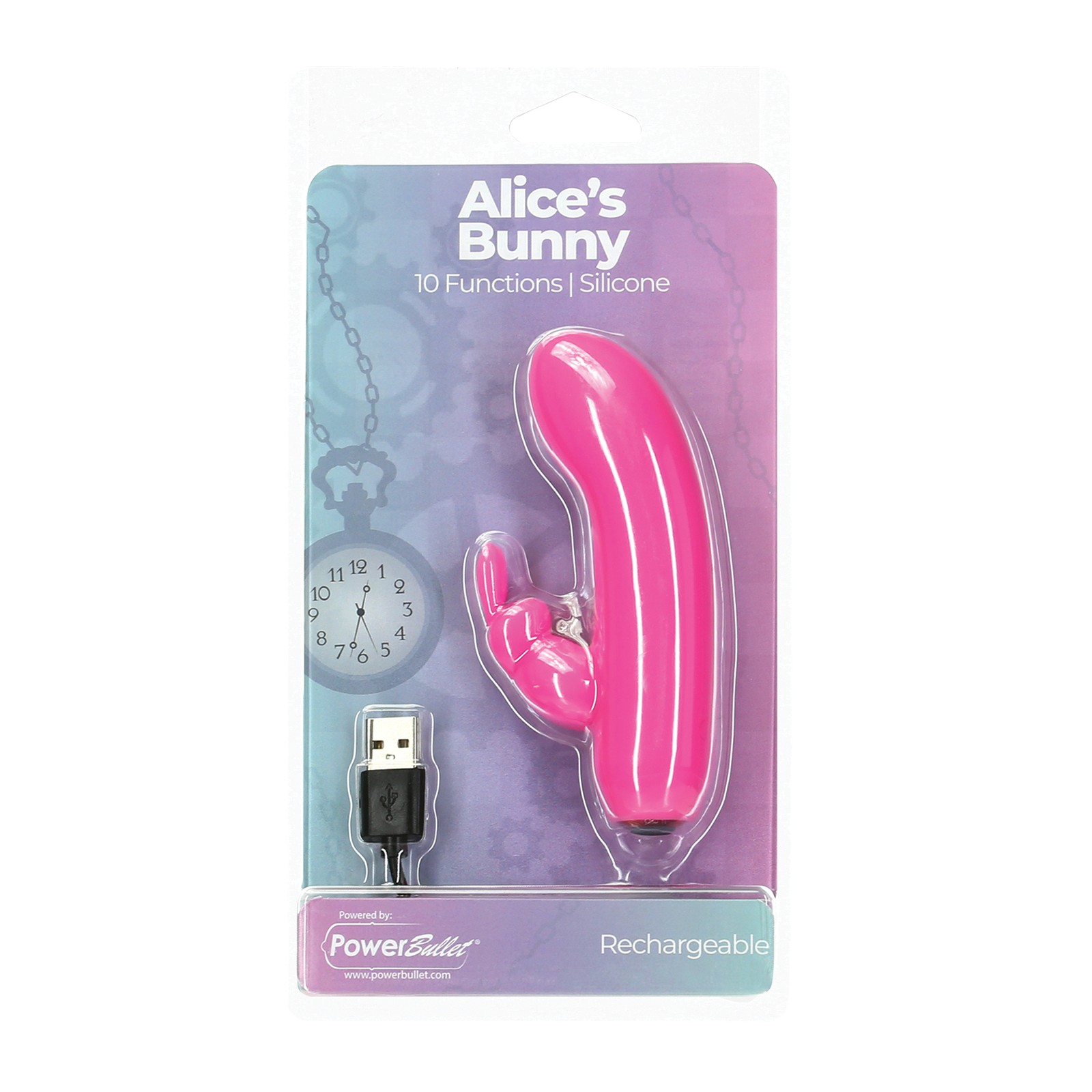 Bala Recargable de Alice con Funda de Conejito - Rosa