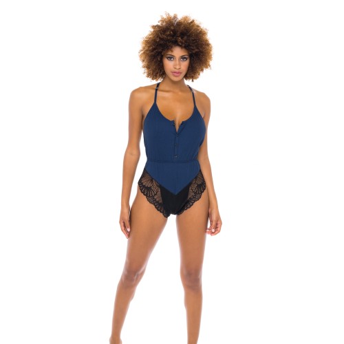 Claribel Ribbed Jersey Romper Estate Blue/Black L/XL