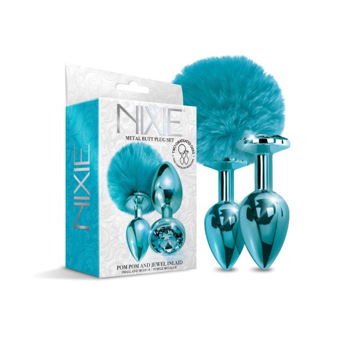 Set de Butt Plugs Metálicos Nixie - Diseño Pom Pom y Joyas