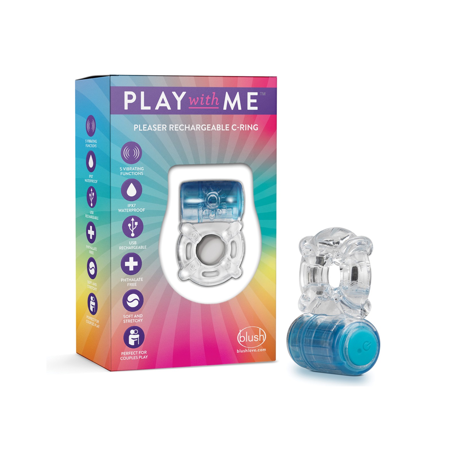 Discover Blush Play with Me Rechargeable C Ring in Blue