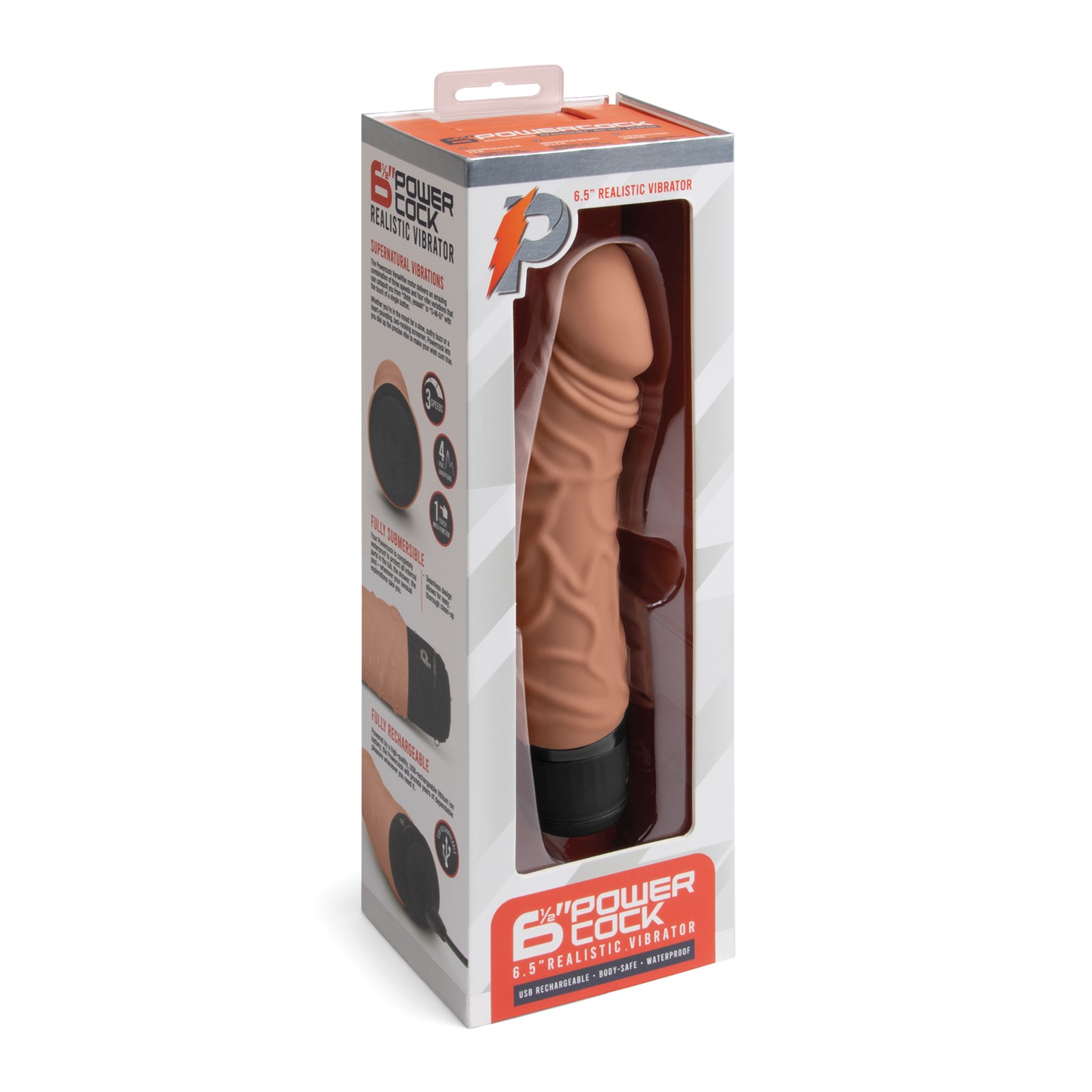 Powercocks 6.5 Realistic Vibrator Mocha