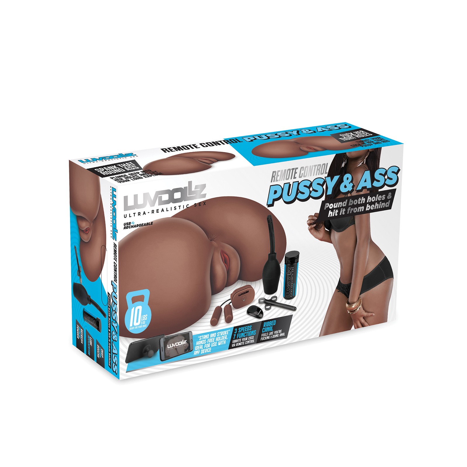 Luvdollz Remote Control Rechargeable Pussy & Ass with Douche - Mocha