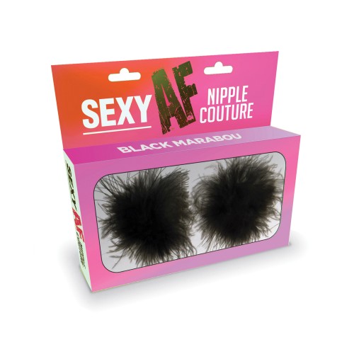 Sexy AF Nipple Couture Marabou Pastie Black O/S