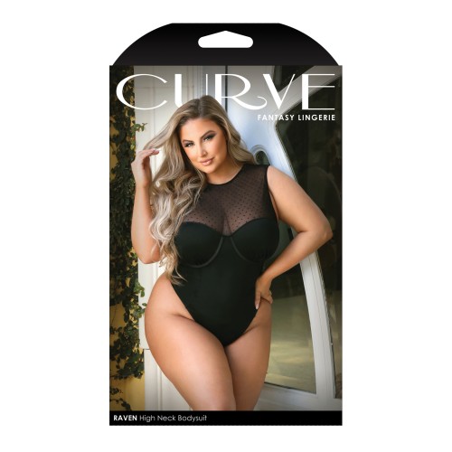 Body de Cuello Alto Curve Raven - Negro Talla Grande