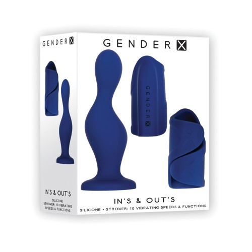 Gender X In's Out's Dildo Stroker Combo Blue