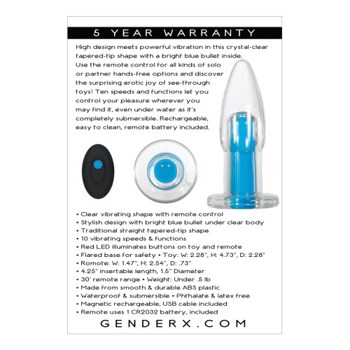 Gender X Electric Blue Vibrator with Remote Control