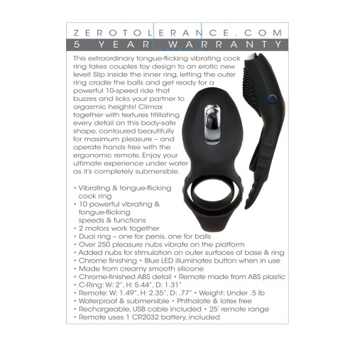 Anillo Vibrador Zero Tolerance Mr. Flicker