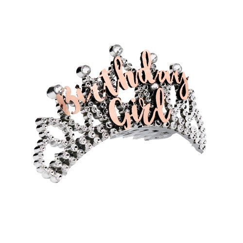 Rose Gold Birthday Girl Tiara Glamorous Accessory