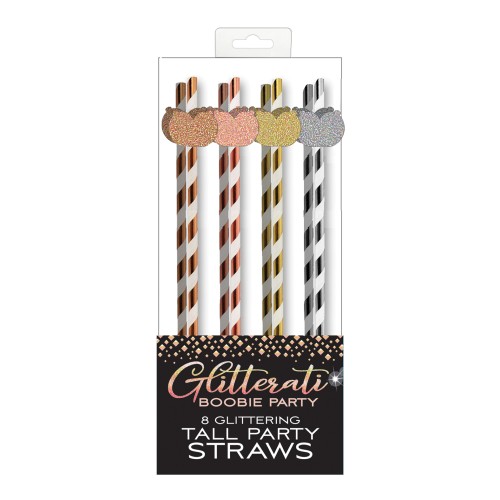 Glitterati Boobie Party Tall Straws Pack of 8