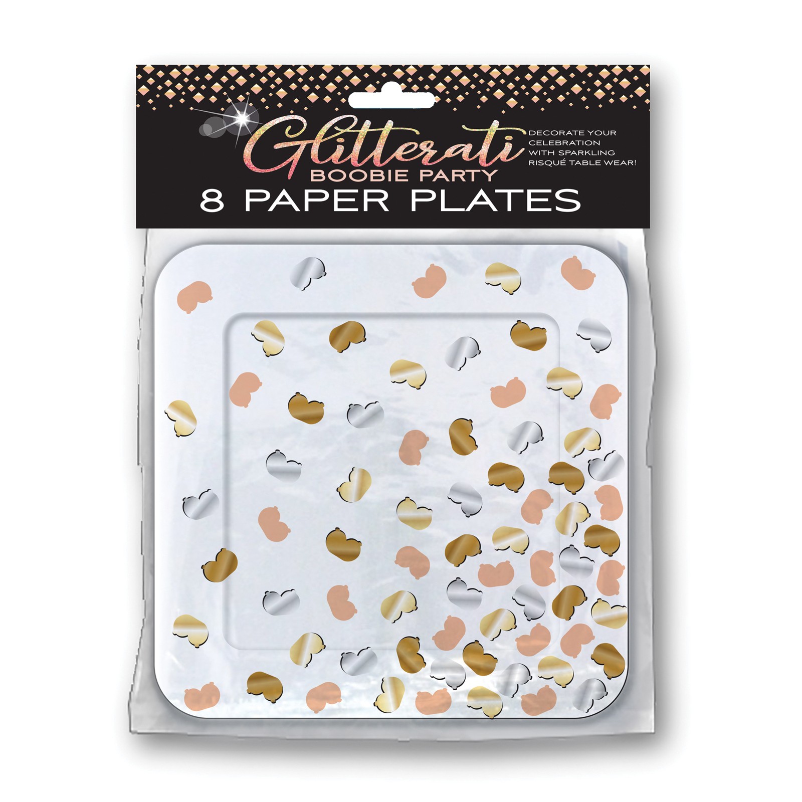 Glitterati Boobie Party Plates - Set of 8