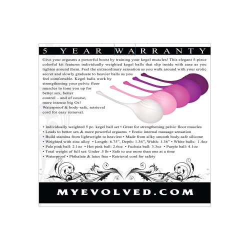 Evolved 5-Piece Weighted Kegel Ball Set - Assorted Colors