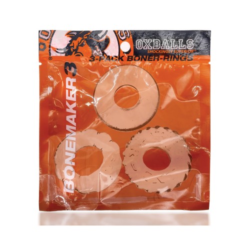 Oxballs Bonemaker 3 Pack Cockring Kit - Clear