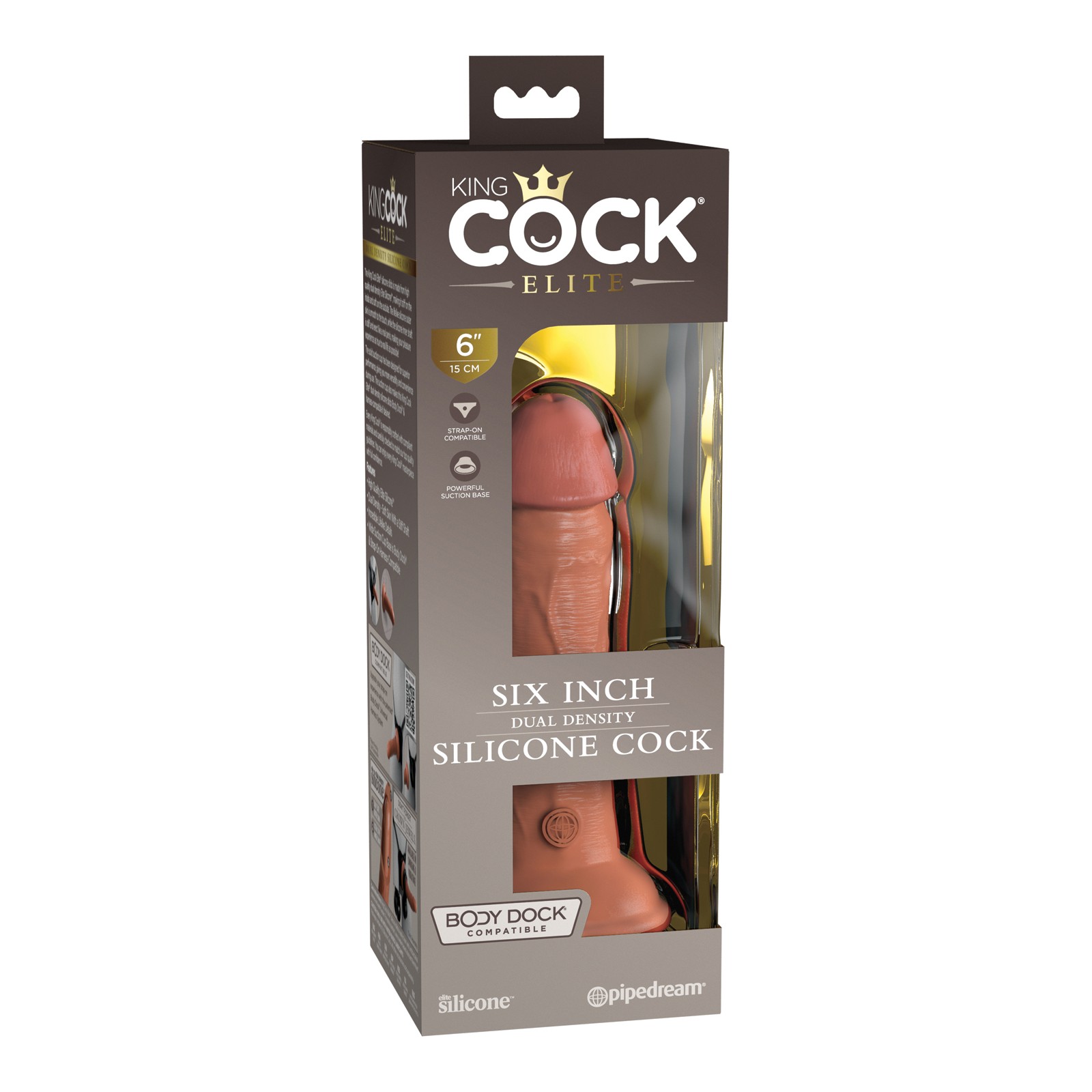 King Cock Elite 6 Dual Density Silicone Cock - Tan