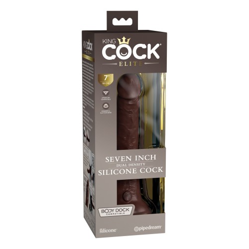 King Cock Elite 7" Dual Density Silicone Cock - Brown