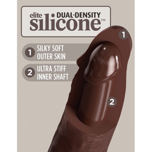 Pene de Silicona Doble Densidad King Cock Elite de 7" - Marrón