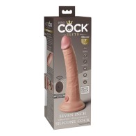 King Cock Elite Pene de Silicona Vibrador 7 pulgadas Control Remoto Claro