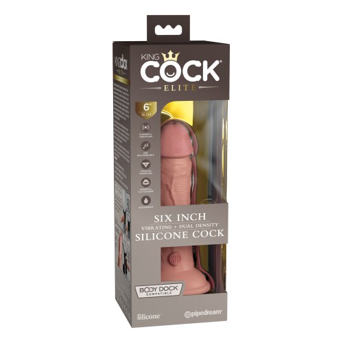 King Cock Elite 6" Dual Density Vibrating Silicone Cock - Light