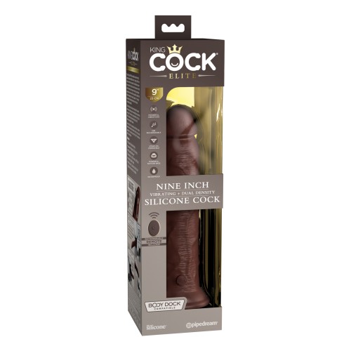 King Cock Elite 9" Vibrating Silicone Cock Brown