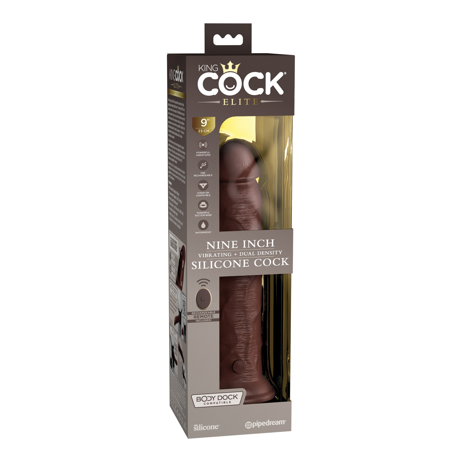 Cock de Silicona Vibrador King Cock Elite 9" Marrón