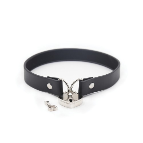 Plesur PVC Collar with Heart Lock - Black