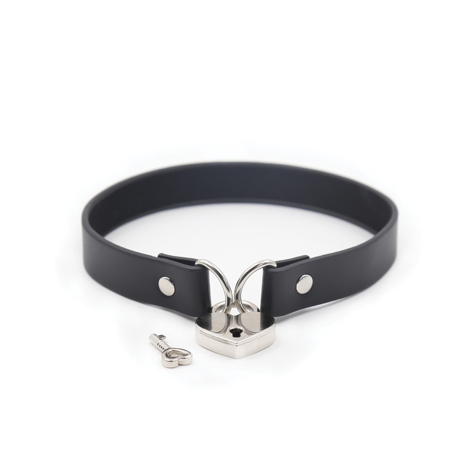 Collar de PVC Plesur con Cerradura en Forma de Corazón - Negro