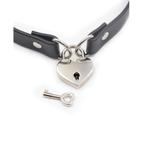 Plesur PVC Collar with Heart Lock - Black