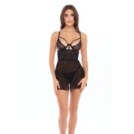 Rene Rofe New in Town Chemise & G-String - Black