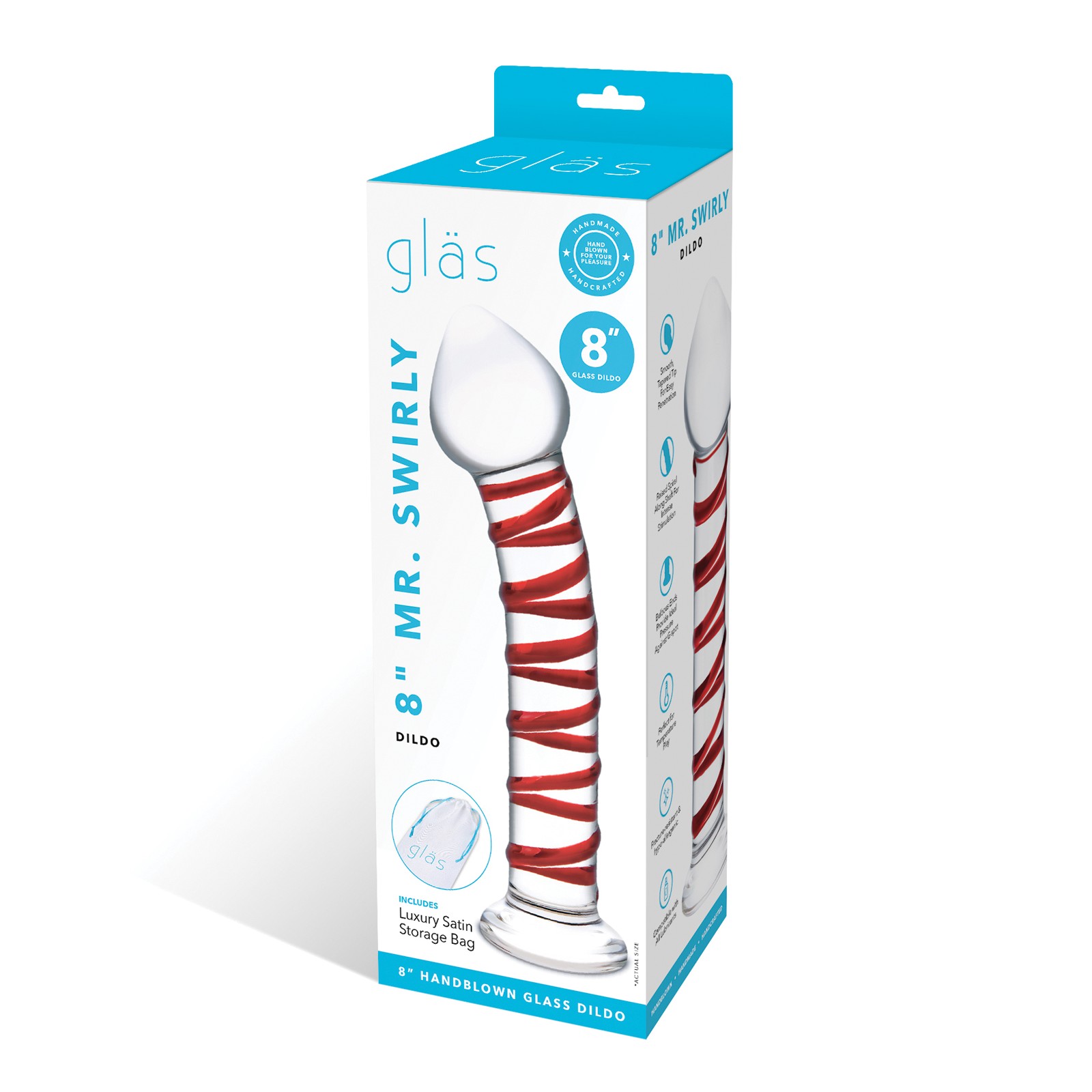 Glas 8 Inch Mr. Swirly Glass Dildo Red