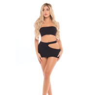 Pink Lipstick Femme Seamless Bandeau Skirt Black