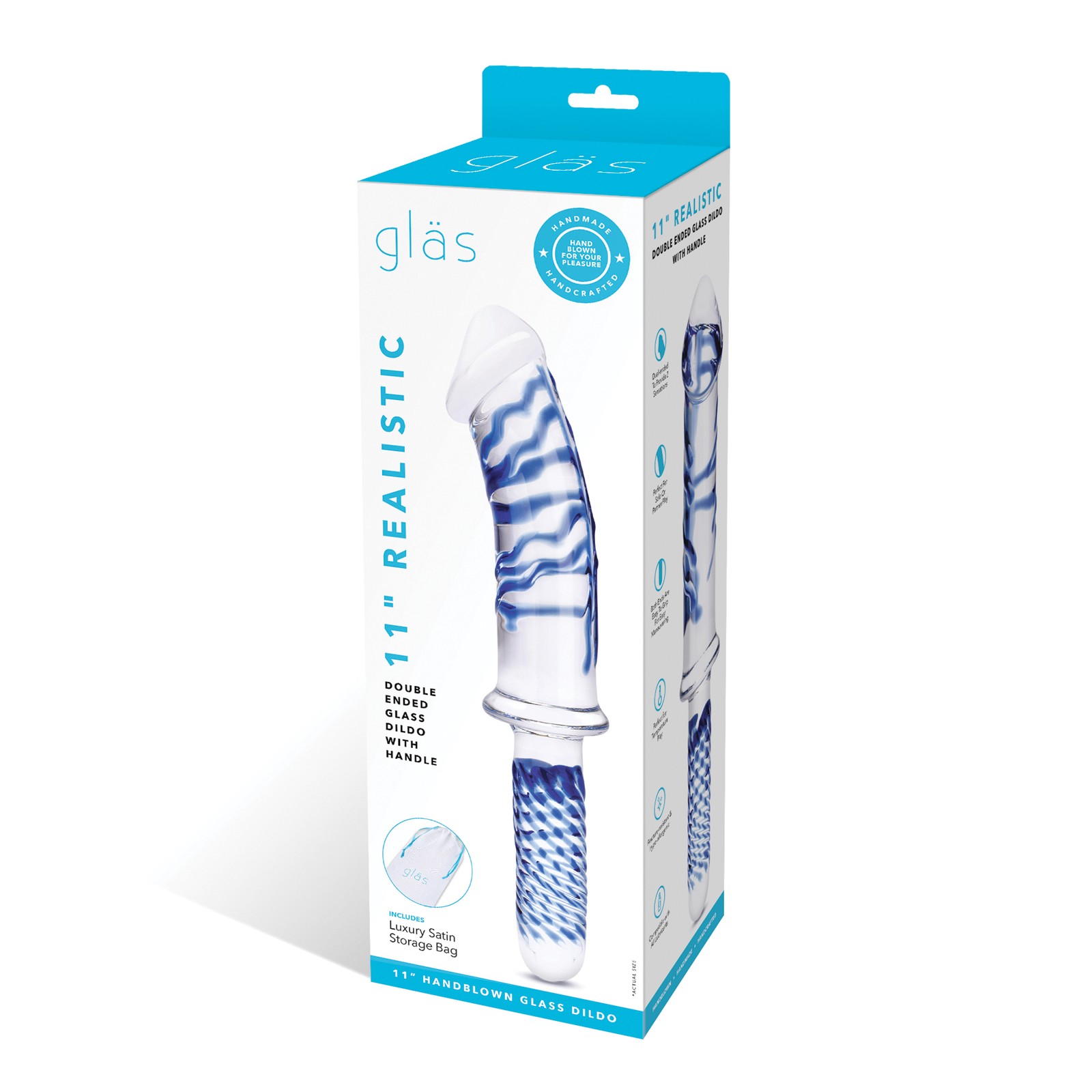 Glas Dildo de Vidrio Doble Azul