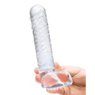 Glas Ribbed Glass G-Spot Dildo